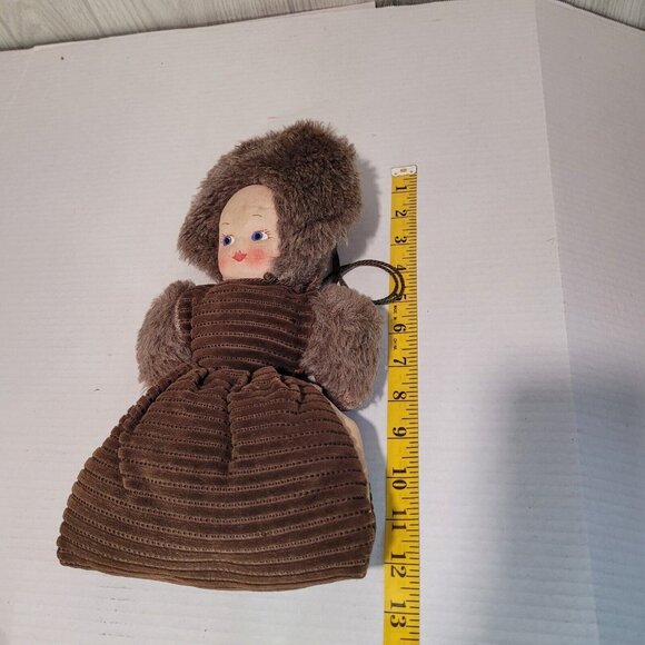 Vintage Fabric with DOLL FACE MUFF Hand Warmer Children's Size "Fur" - Picture 8 of 9